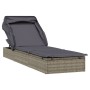 Liege mit klappbarer Markise, graues synthetisches Rattan, 213 x 63 x 97 cm von vidaXL, Liegen - Ref: Foro24-319639, Preis: 1...