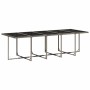 Set comedor de jardín con cojines 15 pzas ratán sintético gris