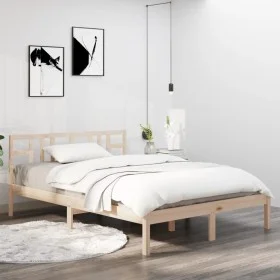 Solid pine wood bed frame 120x200 cm by vidaXL, Beds and slatted bases - Ref: Foro24-3105400, Price: 107,39 €, Discount: %