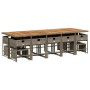 Set comedor de jardín con cojines 15 pzas ratán sintético gris
