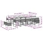 Set comedor de jardín con cojines 15 pzas ratán sintético gris