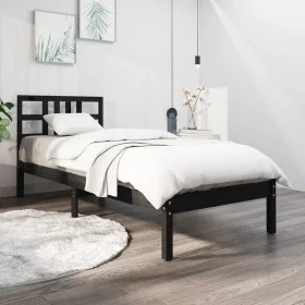 Estructura de cama madera maciza negra 100x200 cm de vidaXL, Camas y somieres - Ref: Foro24-3105399, Precio: 122,02 €, Descue...