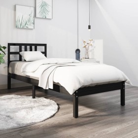 Schwarzer Massivholzbettrahmen 100x200 cm von vidaXL, Betten und Lattenroste - Ref: Foro24-3105399, Preis: 123,66 €, Rabatt: %
