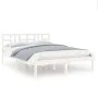 White solid wood bed frame 140x200 cm by vidaXL, Beds and slatted bases - Ref: Foro24-3105406, Price: 119,97 €, Discount: %