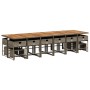Set comedor de jardín 17 pzas y cojines ratán sintético gris