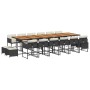 Set de muebles jardín 17 pzas con cojines ratán sintético negro