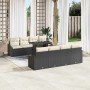 Conjunto de sofá de jardín 7 pcs Negro y crema 100 x 55 x 73 cm