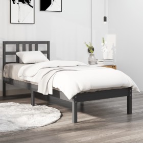 Estructura de cama individual madera maciza gris 9