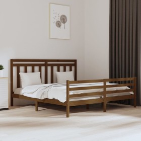 Estructura cama madera maciza marrón miel Super Ki
