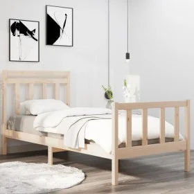 Solid wood bed frame 90x190 cm by vidaXL, Beds and slatted bases - Ref: Foro24-3105345, Price: 91,60 €, Discount: %
