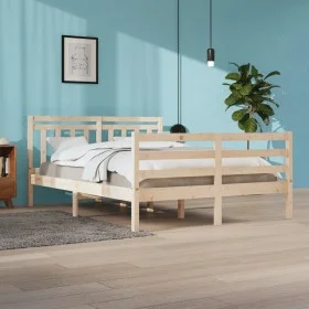 Solid wood bed frame 140x200 cm by vidaXL, Beds and slatted bases - Ref: Foro24-3105315, Price: 120,15 €, Discount: %