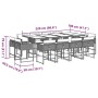 Set comedor jardín y cojines 13 pzas ratán sintético gris claro