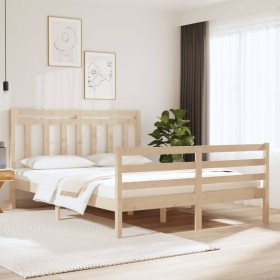 Estructura de cama madera maciza 120x190 cm de vidaXL, Camas y somieres - Ref: Foro24-3105285, Precio: 119,79 €, Descuento: %