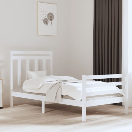 Weißer Massivholzbettrahmen 100x200 cm von vidaXL, Betten und Lattenroste - Ref: Foro24-3105306, Preis: 116,33 €, Rabatt: %