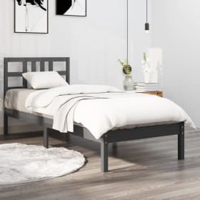 Estructura de cama de madera maciza gris 100x200 cm