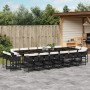 Set de muebles jardín 17 pzas con cojines ratán sintético negro