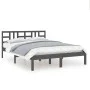 Solid gray pine wood bed frame 200x200 cm by vidaXL, Beds and slatted bases - Ref: Foro24-3105427, Price: 157,94 €, Discount: %