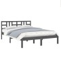 Estructura de cama de madera maciza de pino gris 200x200 cm de vidaXL, Camas y somieres - Ref: Foro24-3105427, Precio: 159,87...