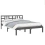 Estructura de cama de madera maciza de pino gris 200x200 cm de vidaXL, Camas y somieres - Ref: Foro24-3105427, Precio: 157,93...