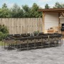 Set comedor de jardín 17 pzas y cojines ratán sintético gris