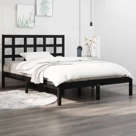 Black solid wood bed frame 140x190 cm by vidaXL, Beds and slatted bases - Ref: Foro24-3105454, Price: 156,25 €, Discount: %