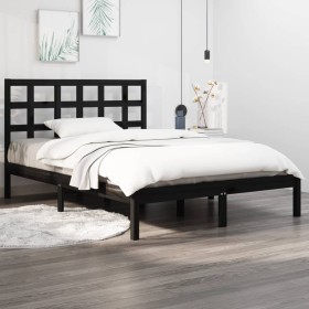 Schwarzer Massivholzbettrahmen 140x190 cm von vidaXL, Betten und Lattenroste - Ref: Foro24-3105454, Preis: 158,26 €, Rabatt: %