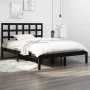 Estructura de cama de madera maciza negra 140x190 cm de vidaXL, Camas y somieres - Ref: Foro24-3105454, Precio: 156,25 €, Des...