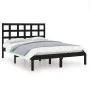 Estructura de cama de madera maciza negra 140x190 cm de vidaXL, Camas y somieres - Ref: Foro24-3105454, Precio: 156,25 €, Des...