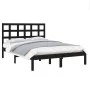 Estructura de cama de madera maciza negra 140x190 cm de vidaXL, Camas y somieres - Ref: Foro24-3105454, Precio: 156,25 €, Des...