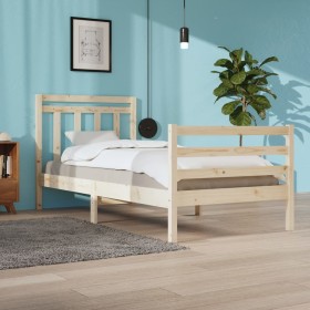 Estructura de cama de madera maciza 100x200 cm de vidaXL, Camas y somieres - Ref: Foro24-3105305, Precio: 112,00 €, Descuento: %