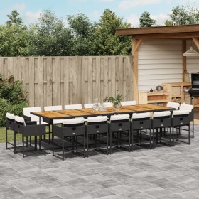 Set de muebles jardín 17 pzas con cojines ratán sintético negro