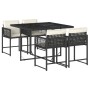 Set de muebles jardín 5 pzas con cojines ratán sintético negro