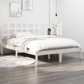 White solid wood bed frame 140x200 cm by vidaXL, Beds and slatted bases - Ref: Foro24-3105471, Price: 119,92 €, Discount: %