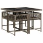 Set comedor de jardín 5 piezas con cojines ratán sintético gris