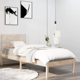 Solid pine wood bed frame 90x200 cm by vidaXL, Beds and slatted bases - Ref: Foro24-3105390, Price: 80,01 €, Discount: %