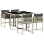 Set comedor de jardín 5 pzas cojines ratán sintético gris claro