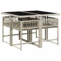Set comedor de jardín 5 pzas cojines ratán sintético gris claro