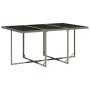 Set comedor jardín 7 pzas y cojines ratán sintético gris
