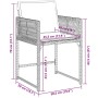 Set comedor jardín 7 pzas y cojines ratán sintético gris