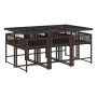 Set comedor de jardín 7 pzas con cojines ratán sintético marrón