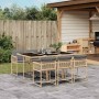 Set comedor de jardín 7 pzas con cojines ratán sintético beige
