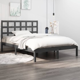 Estructura de cama madera maciza gris Super King 180x200 cm