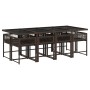 Set comedor para jardín 9 pzas y cojines ratán sintético marrón