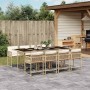 Set comedor de jardín 9 pzas con cojines ratán sintético beige