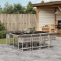 Set comedor de jardín 9 pzas cojines ratán sintético gris claro