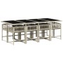 Set comedor de jardín 9 pzas cojines ratán sintético gris claro