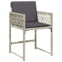 Set comedor de jardín 9 pzas cojines ratán sintético gris claro