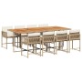 Set comedor de jardín 9 pzas con cojines ratán sintético beige