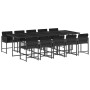Set de comedor jardín 11 pzas con cojines ratán sintético negro