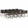 Set de comedor de jardín 11 pzas y cojines ratán sintético gris